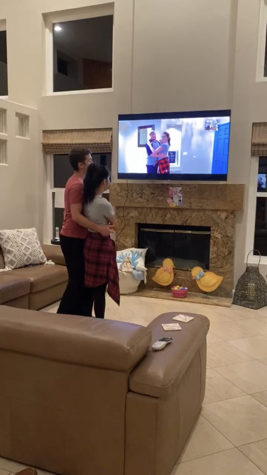couple taking online dance lessons with Bumpin Ballroom from their home.
